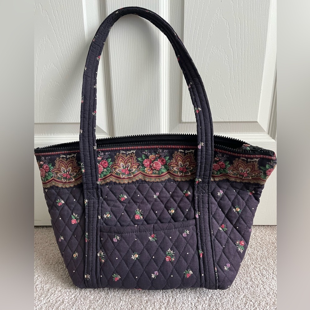 Vera BradleyBlack Floral Quilted Shoulder Bag